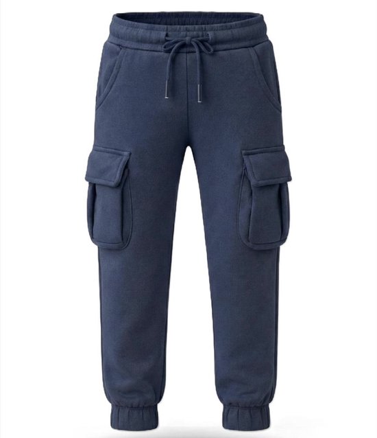 Unisex Joggingbroek met Cargo Pockets – Jongens & Meisjes – Maten 98 t/m 164 – Navy - Donkerblauw - Goede kwaliteit