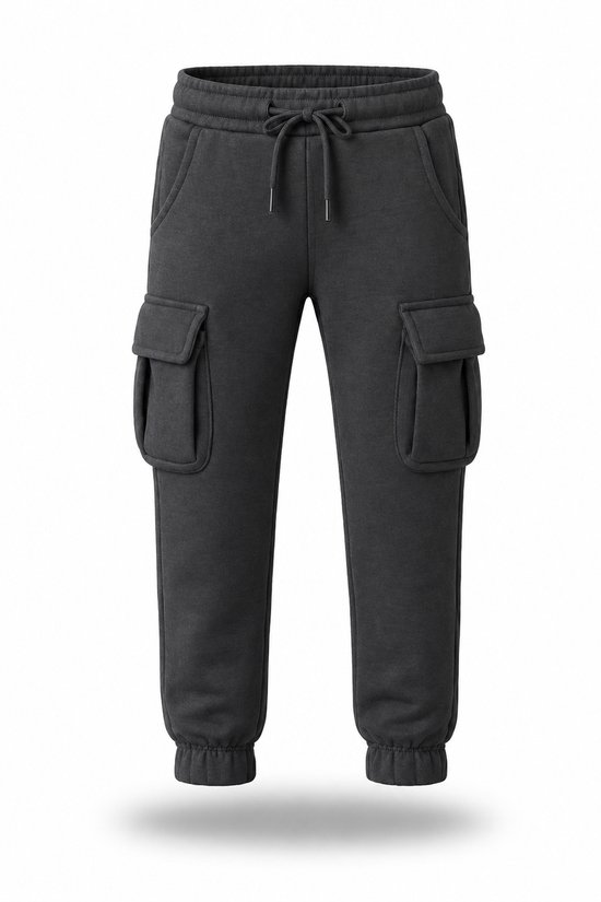 Unisex Joggingbroek met Cargo Pockets – Maten 98 t/m 164 – Antraciet - Donkergrijs