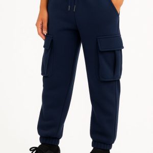 Unisex Joggingbroek met Cargo Pockets – Jongens & Meisjes – Maten 98 t/m 164 – Navy - Donkerblauw - Goede kwaliteit