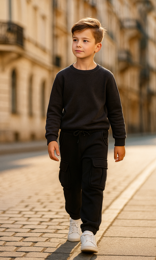 Unisex Joggingbroek met Cargo Pockets – Jongens & Meisjes – Maat 158/164 – Zwart - Goede kwaliteit