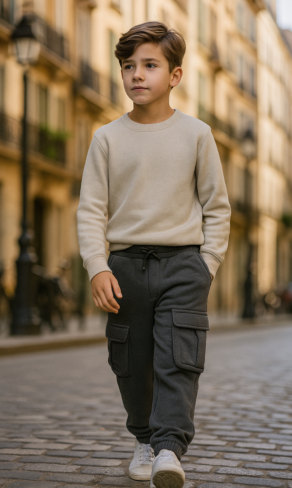 Unisex Joggingbroek met Cargo Pockets – Jongens & Meisjes – Maten 98 t/m 164 – Antraciet - Donkergrijs - Goede kwaliteit