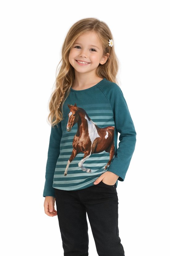 Trui met bruine paard – Mint - maat 92 t/m 152