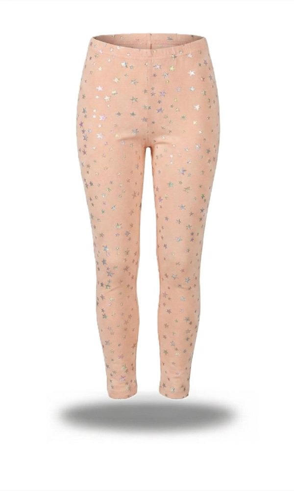 Kinder legging met sterren - maten 92 t/m 152 - Zalm kleur - stars
