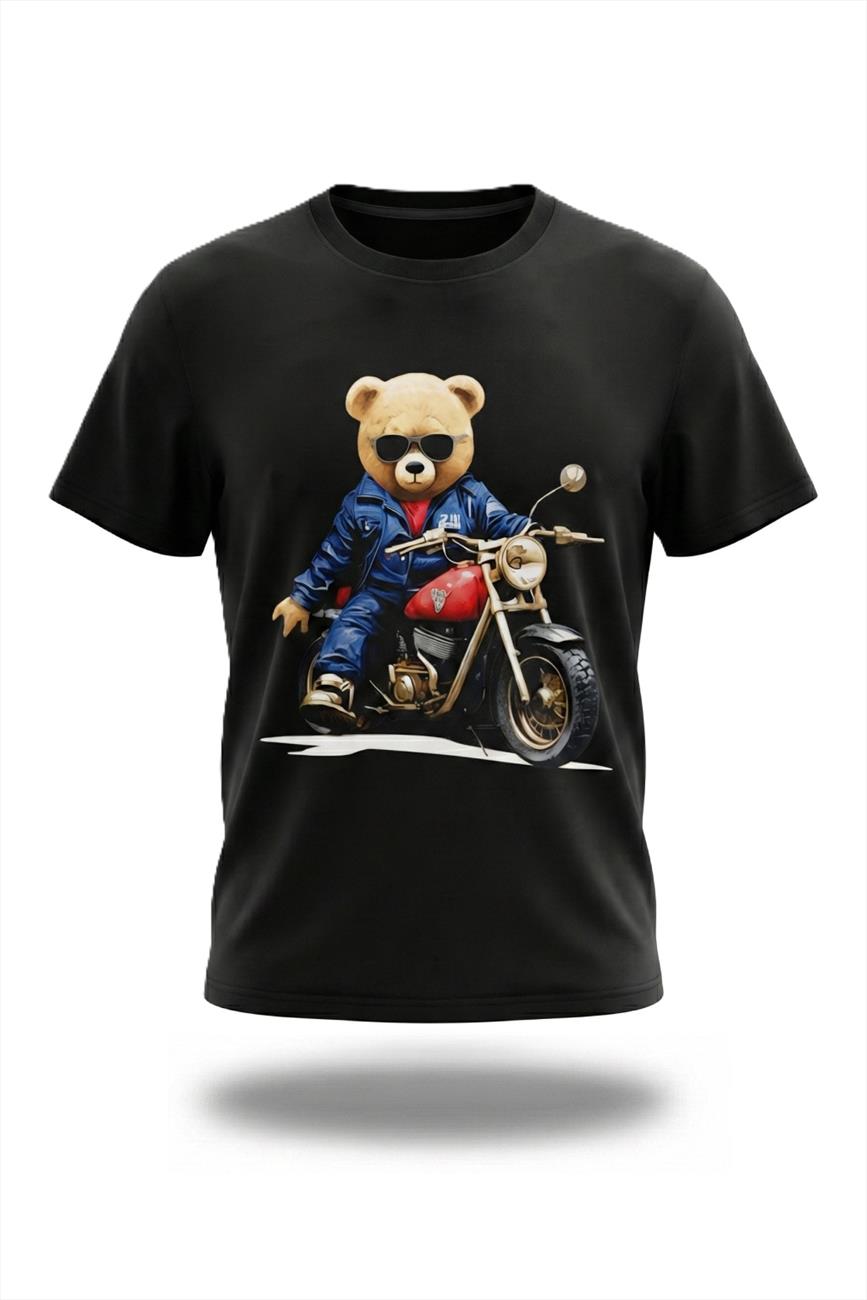 kinder t shirt met beer op motor – zwart – maat 98 t/m 164 – 95% katoen bear stoer kinder t shirt met beer op motor – zwart – maat 98 t/m 164 – 95% katoen bear stoer