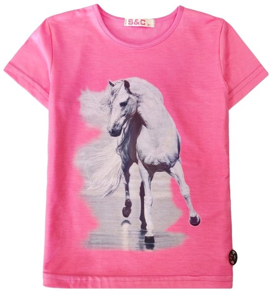 t shirt met wit paard, oranje, maat 92 t/m 152, horses, pony, veulen (kopie)