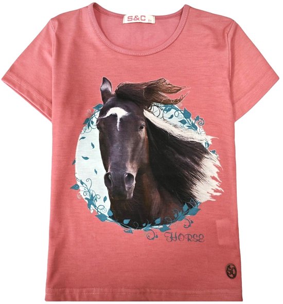 t shirt met wit paard, oranje, maat 92 t/m 152, horses, pony, veulen (kopie)