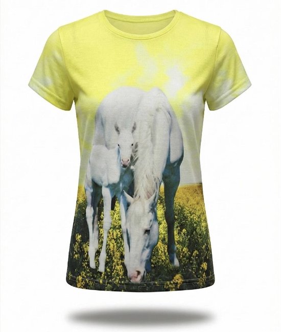 t shirt met wit paard, roze, maat 92 t/m 152, horses, pony, veulen (kopie)
