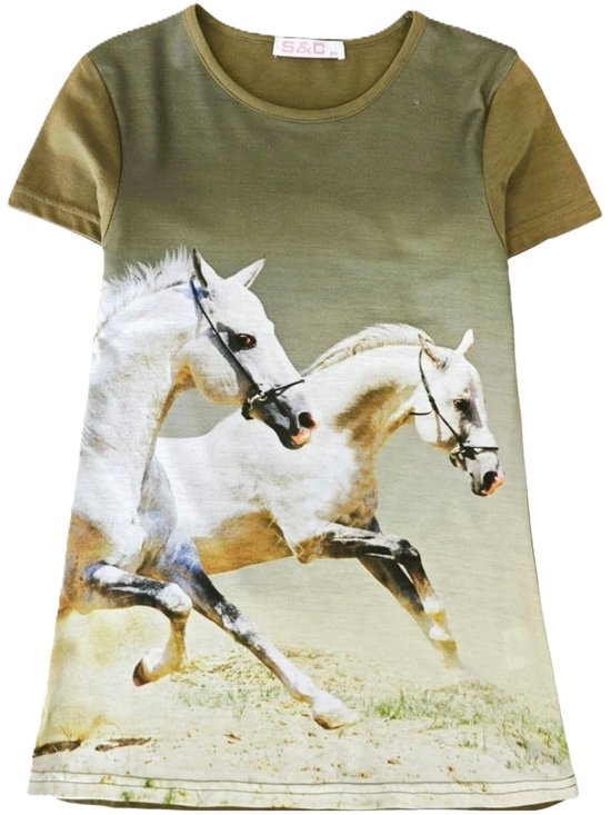 Home t shirt met wit paard, geel, maat 92 t/m 152, horses, pony, veulen (kopie)